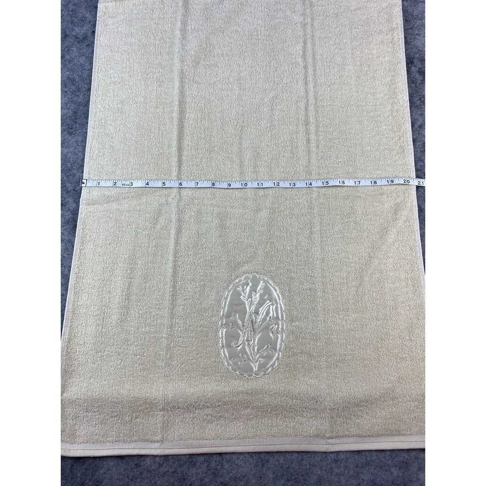VTG Cannon 4pc Set‎ Bath Towel Hand Wash Cloth Embroidered Floral Monogram 